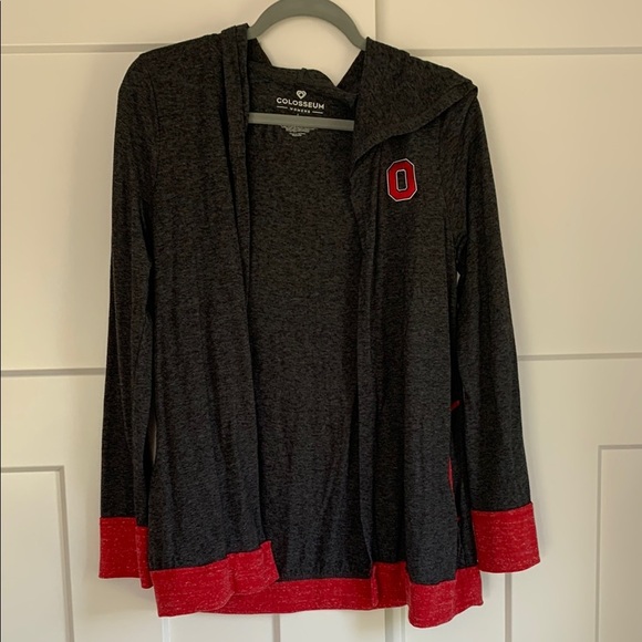 {Colosseum} Scarlet & Gray Hooded Cardigan - Picture 1 of 4